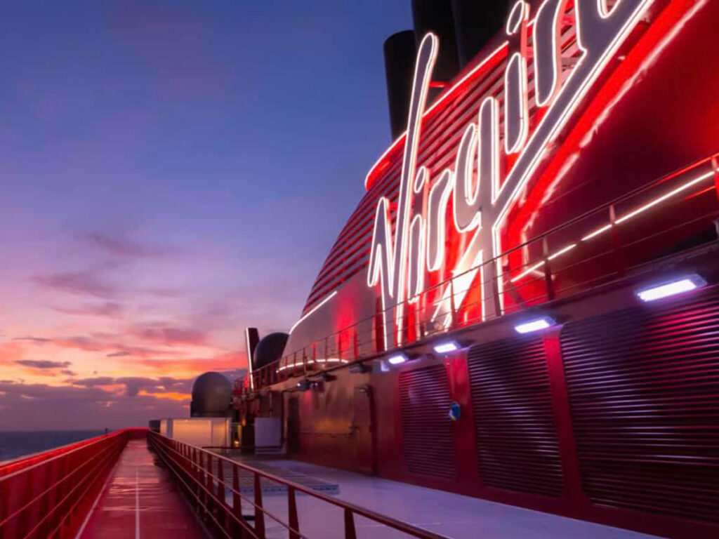 virgin voyages running track at sunset