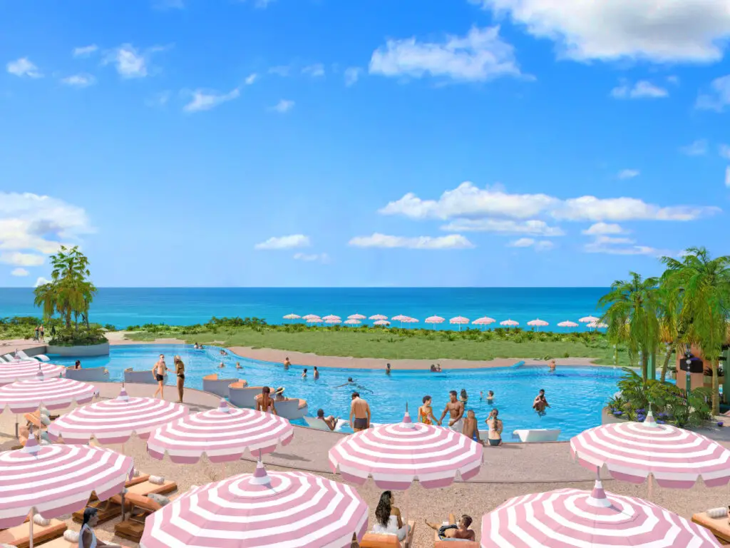 pearl cove beach pool and umbrellas at celebration key