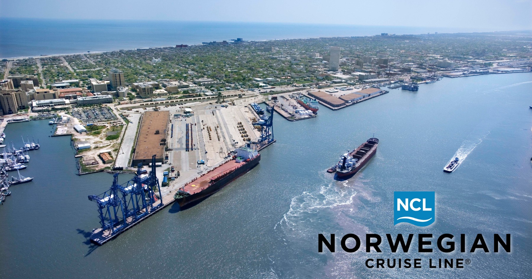 port of galveston with norwegian logo