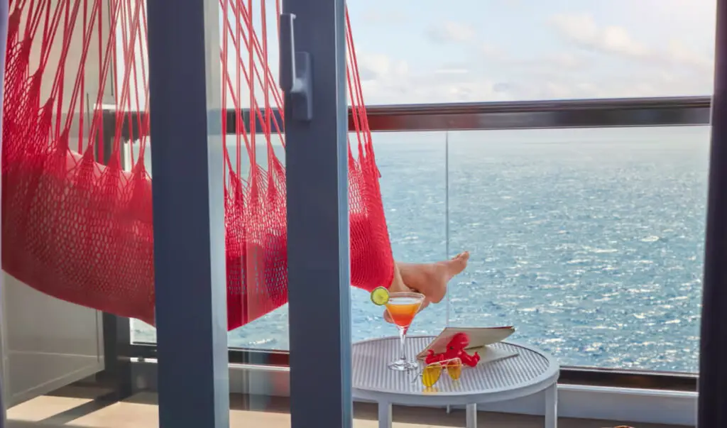 hammock on virgin voyages balcony cabin