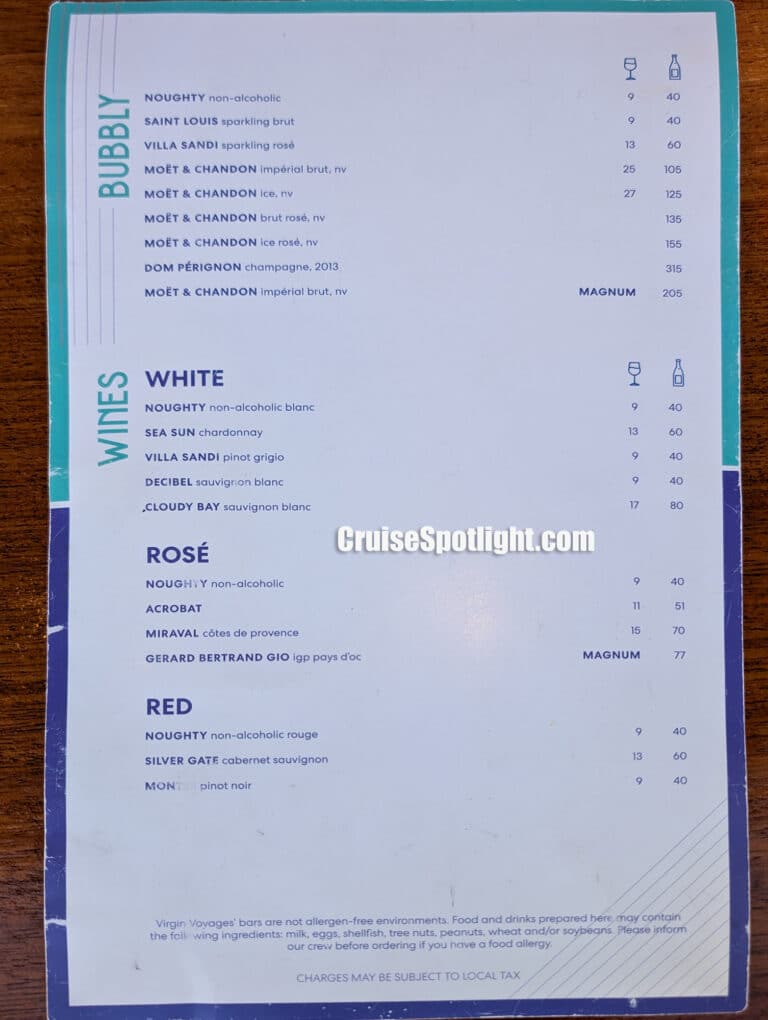 Sun Club Bar Menu page 2