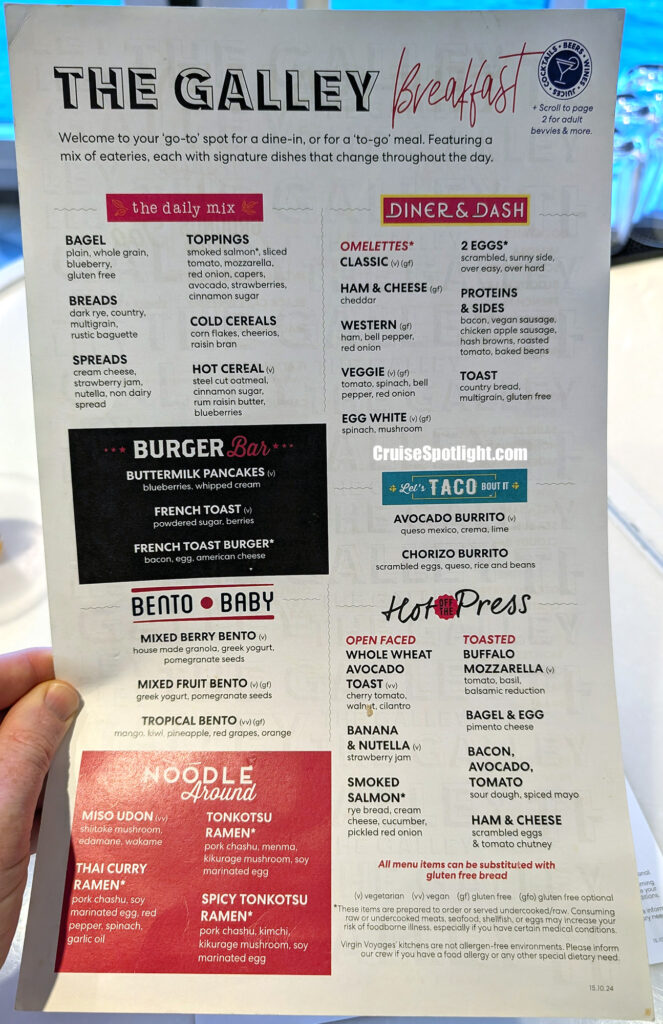 the galley breakfast menu