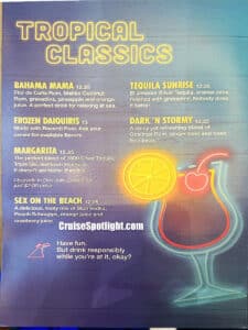 Carnival Drink Menus and Pricing (2025) - Cruise Spotlight