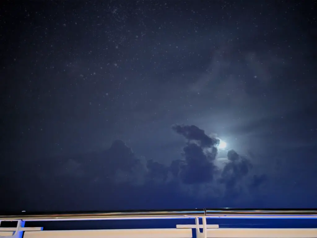 the night sky view from the dock