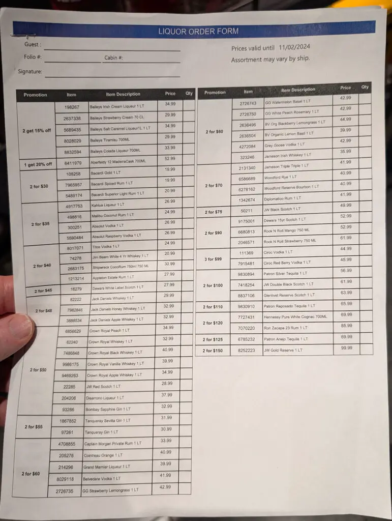 duty-free liquor prices from valiant lady Nov 2024