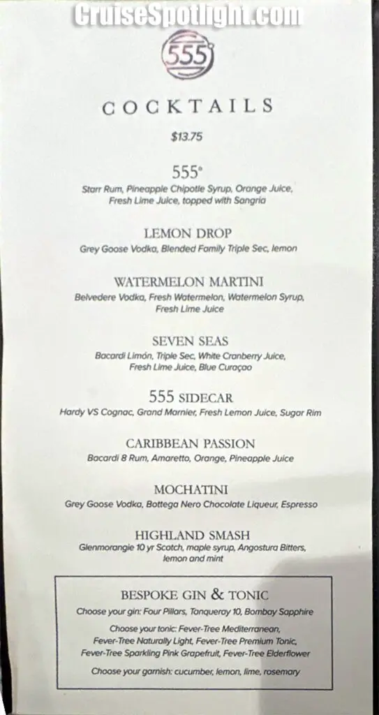 fahrenheit 555 cocktail menu