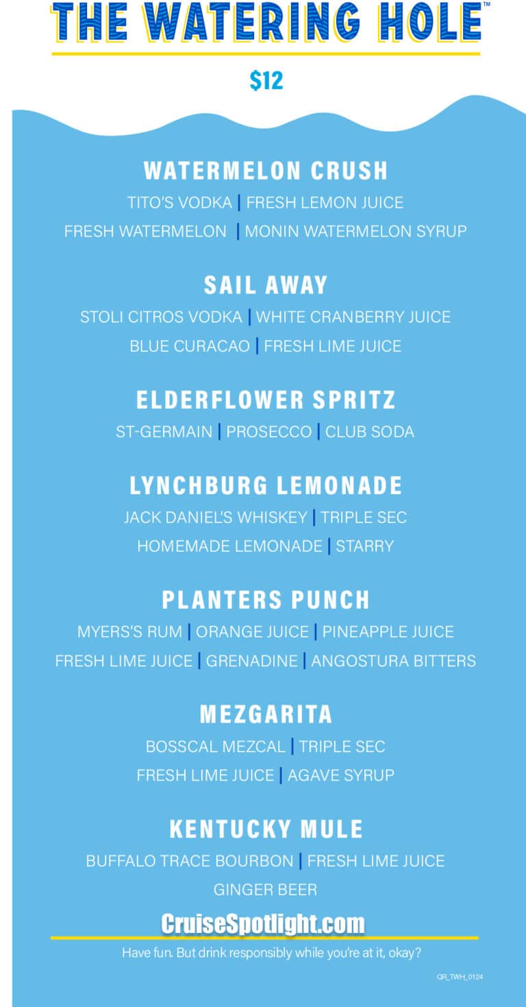 The Watering Hole Menu page 1