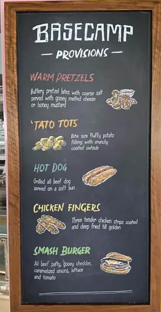 basecamp restaurant menu