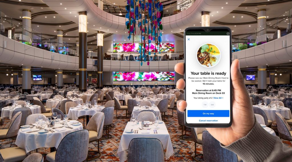 royal caribbean dining notification in dining room