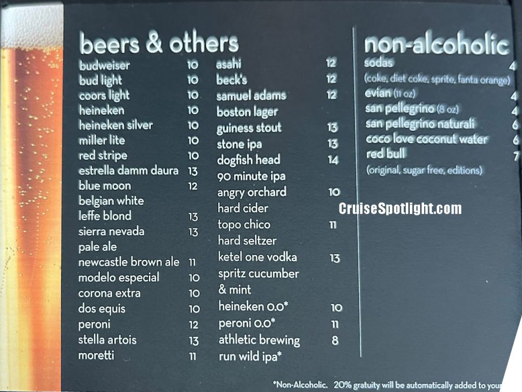 celebrity passport bar menu page 10