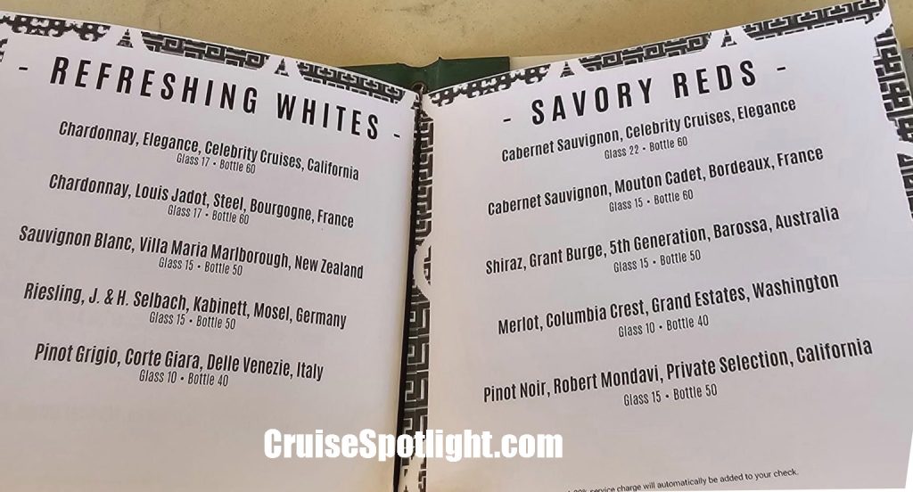 celebrity sunset bar menu page 3