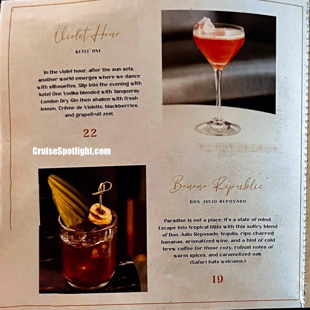 celebrity world class bar menu page 1
