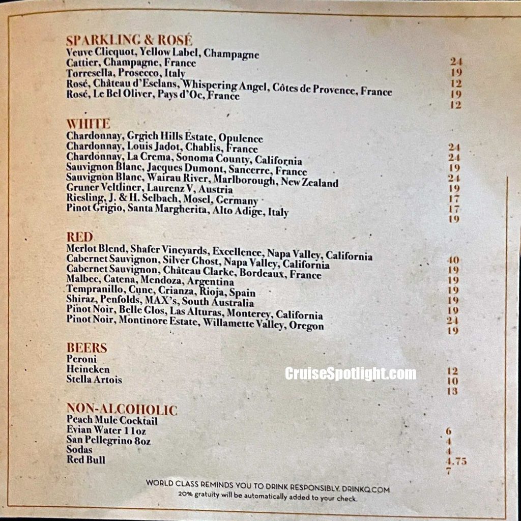 celebrity world class bar menu page 4