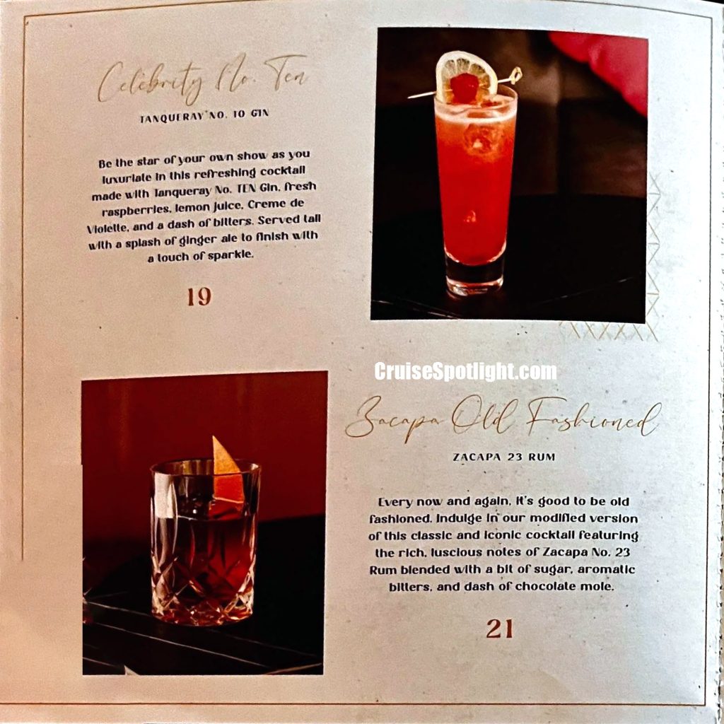 celebrity world class bar menu page 5