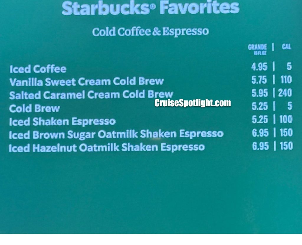 norwegian cruise line starbucks menu page 2