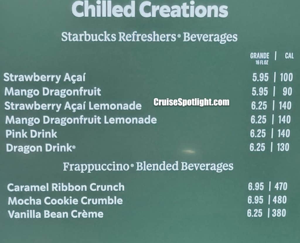 norwegian cruise line starbucks menu page 3
