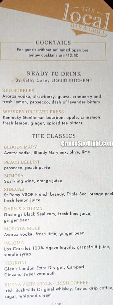 norwegian the local bar menu page 1