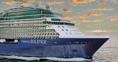 celebrity solstice sailing at sunset
