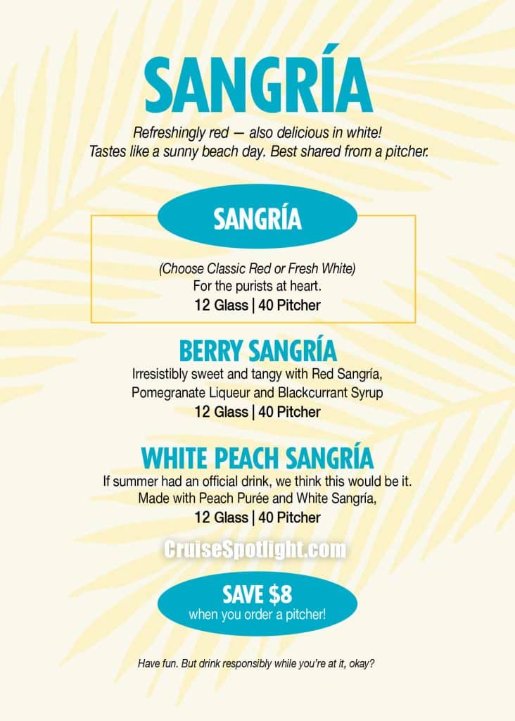 carnival ocean plaza bar menu june 25 page 1
