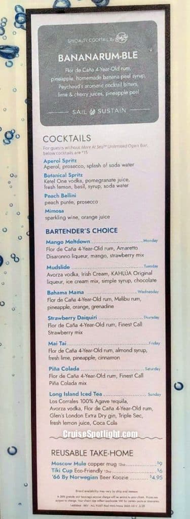 norwegian waves pool bar menu page 1