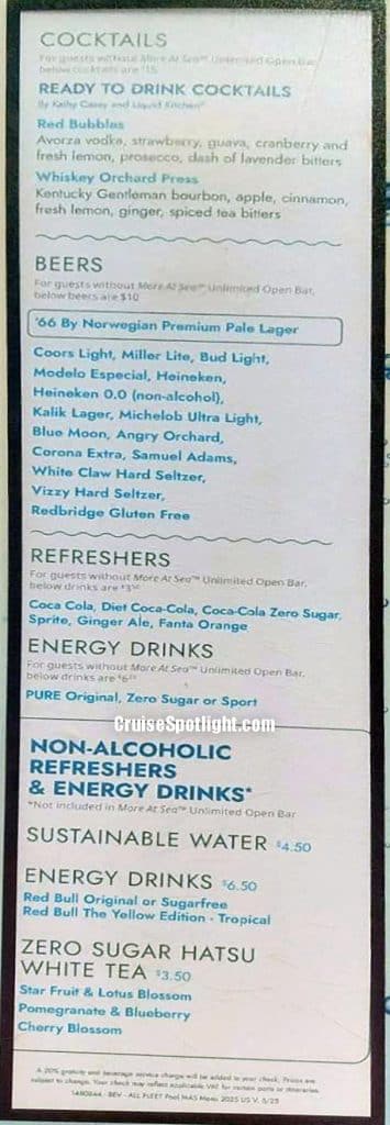 norwegian waves pool bar menu page 2