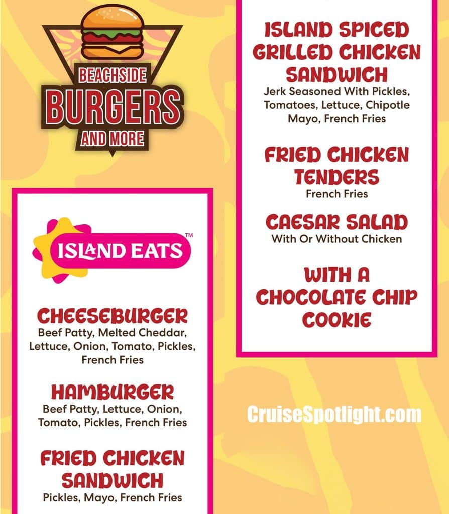 celebration key menu - beachside burgers