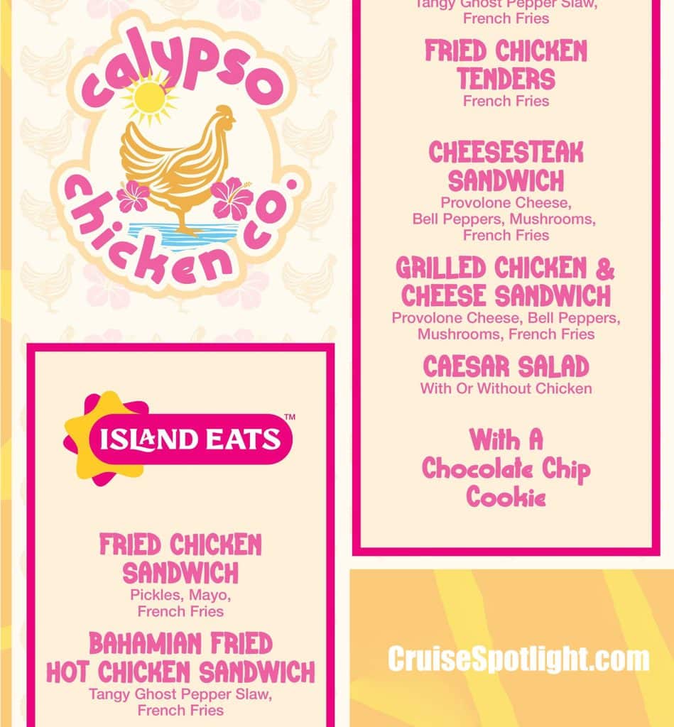 celebration key menu - calypso chicken