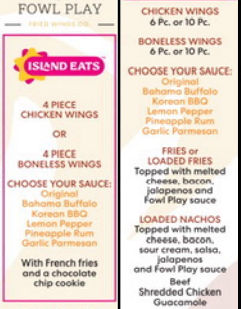 celebration key menu - fowl play