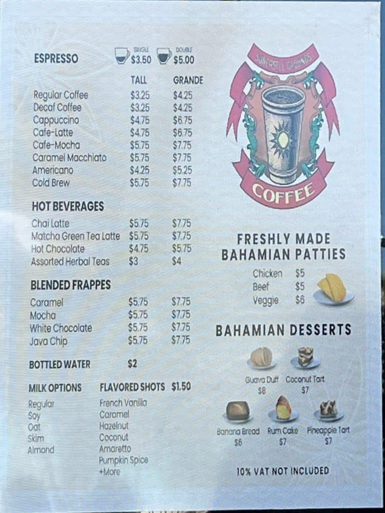coffee menu