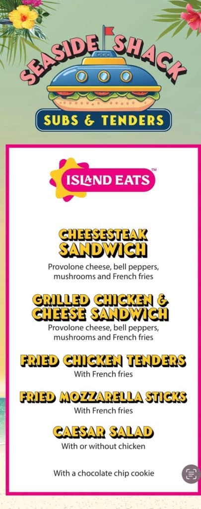 celebration key menu - seaside shack
