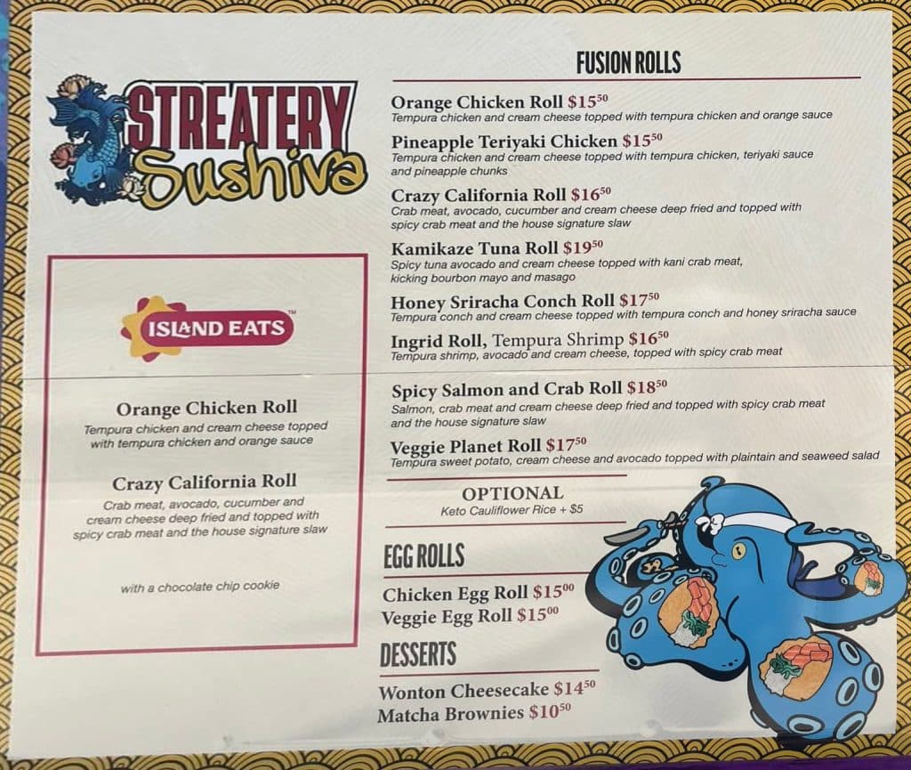 celebration key streetery sushi menu