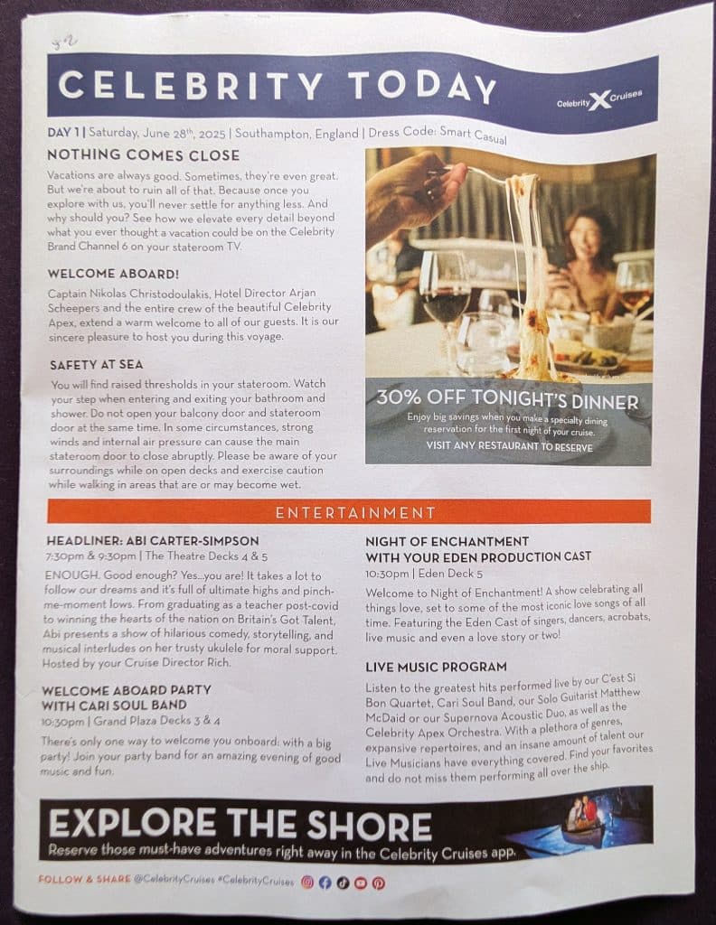 celebrity today newsletter celebrity apex day 1 page 1