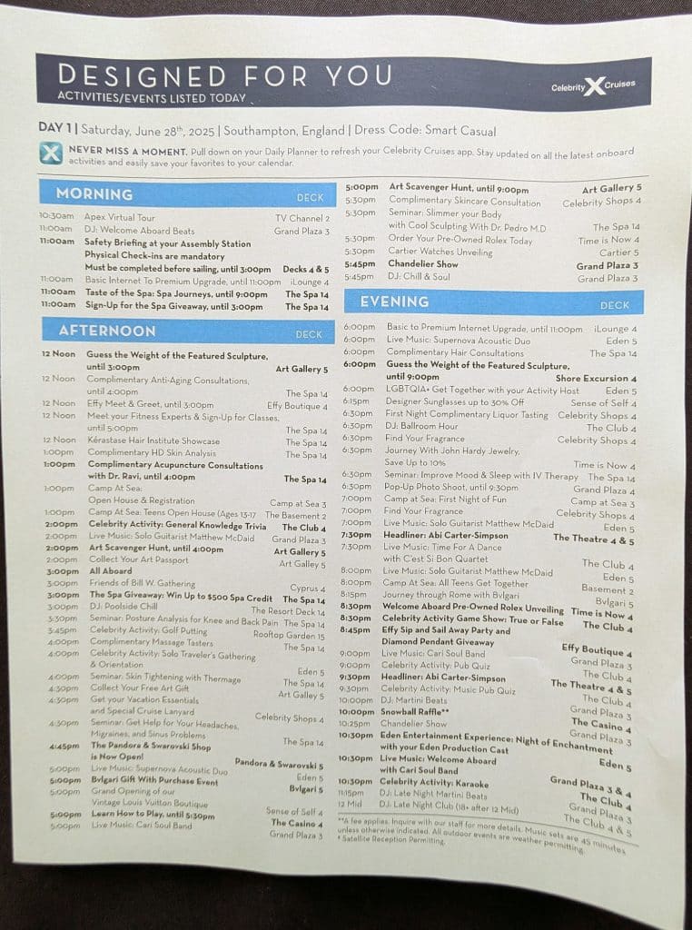 celebrity apex schedule southampton