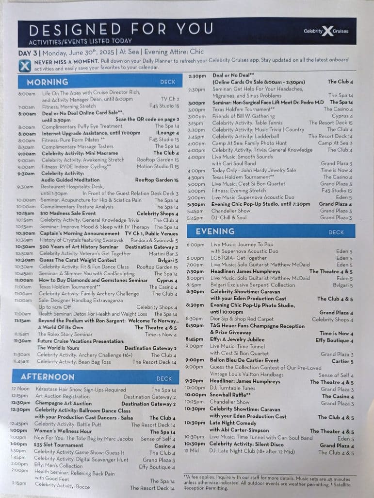 Celebrity Apex Schedule Day 3 Page 1