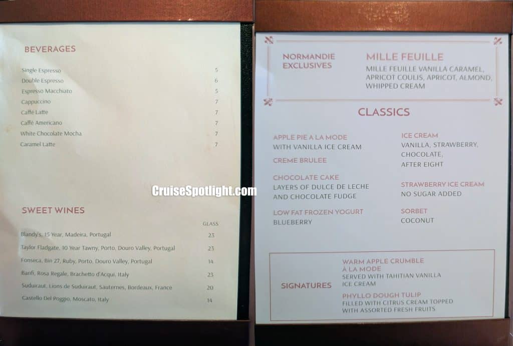 normandie restaurant menu day 3 page 3