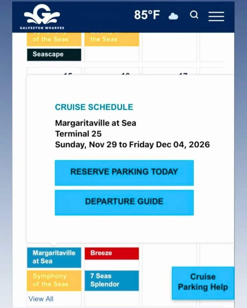 margaritaville port schedule galveston