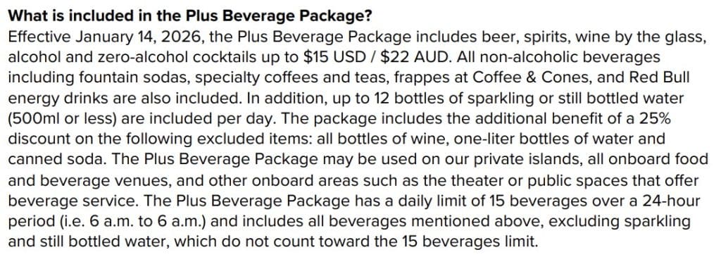 princess cruises plus beverage package