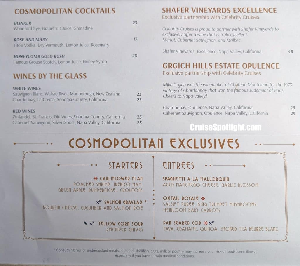 celebrity apex cosmopolitan menu day 4 page 1