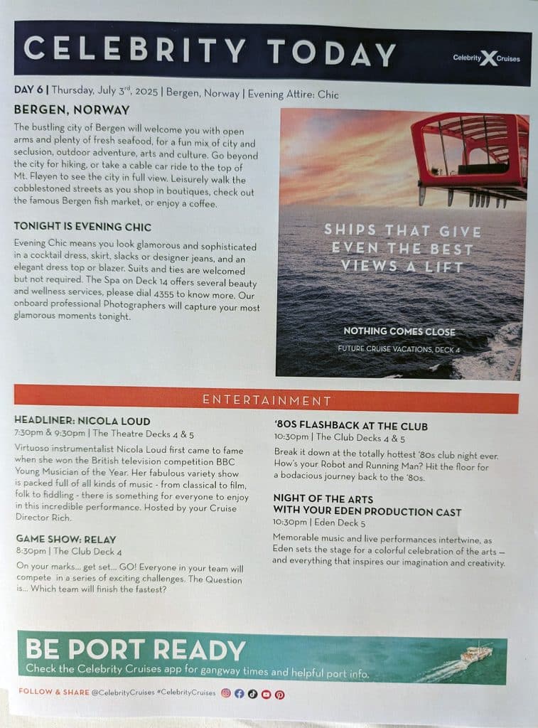 celebrity apex cruise today day 6 bergen page 1