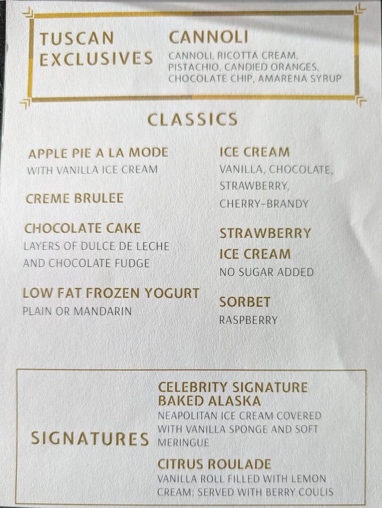 celebrity apex dessert menu day 6 page 1