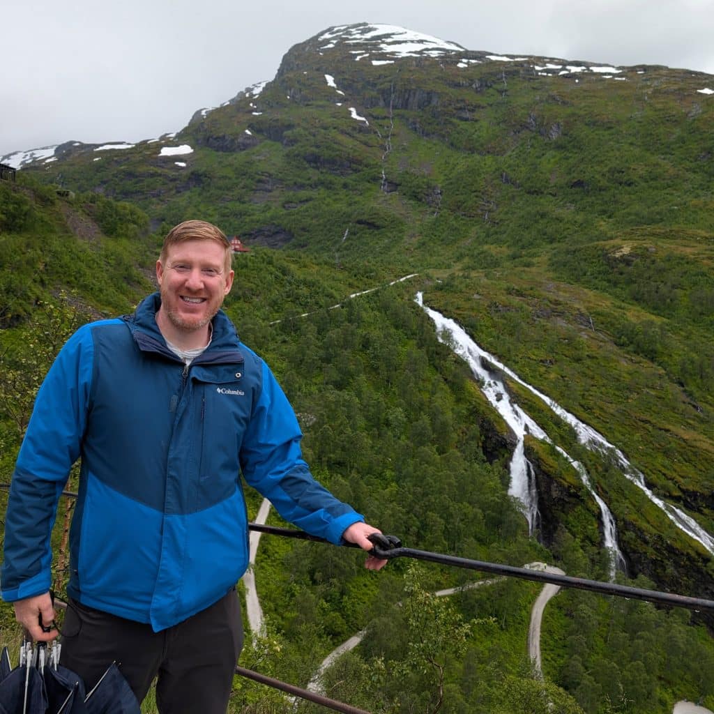 randy at flam waterfall