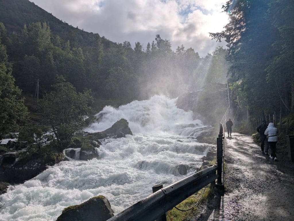 waterfall walk path in geiranger