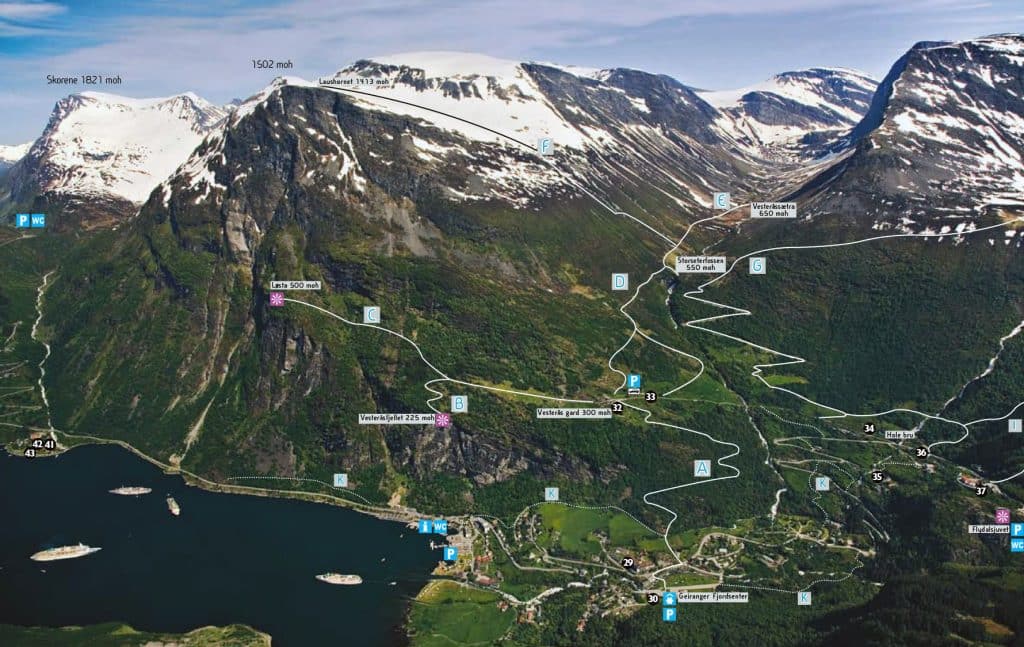 geiranger hiking map
