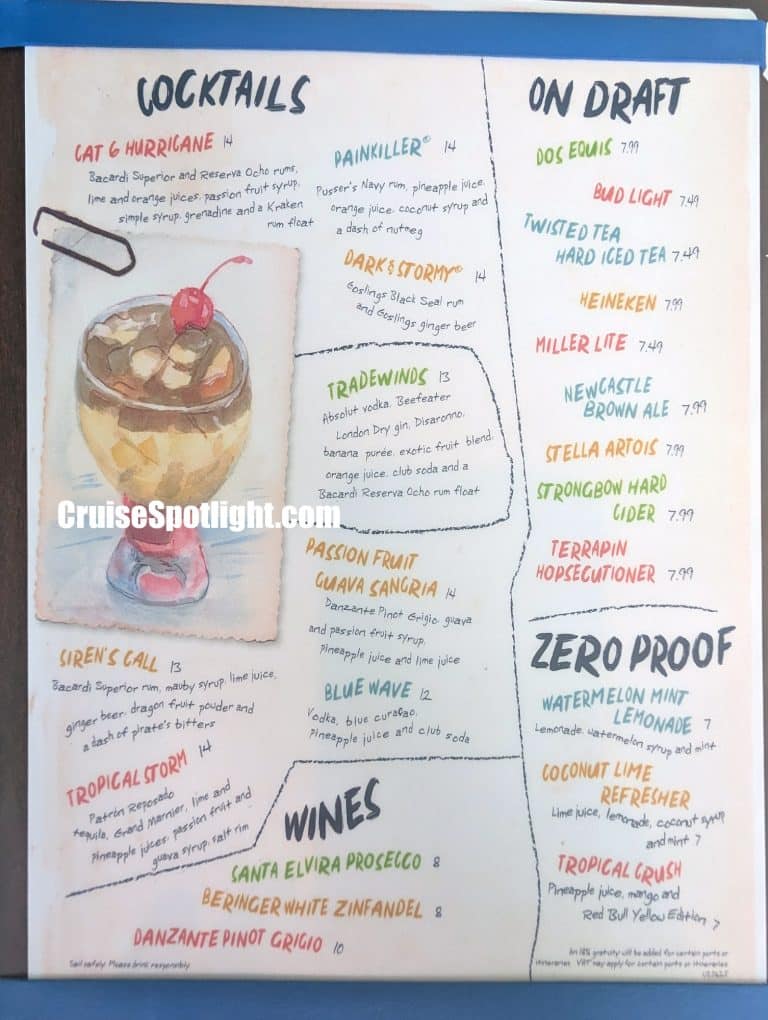 Basecamp Bar Menu page 1