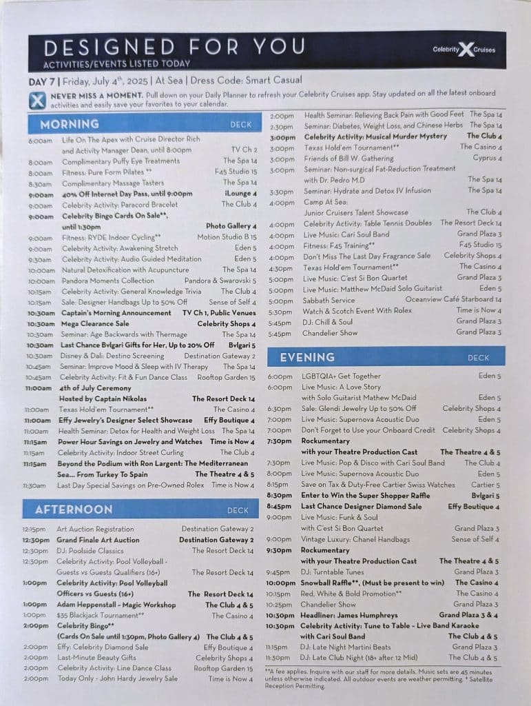 celebrity apex daily schedule day 7 page 1