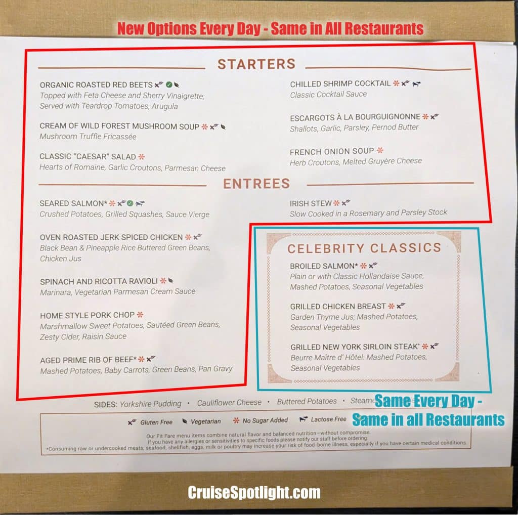 celebrity apex dinner menu explainer page 2
