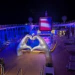 celebrity apex pool deck at night