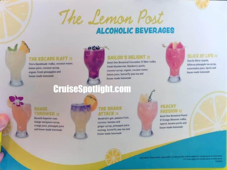 The Lemon Post Menu page 1