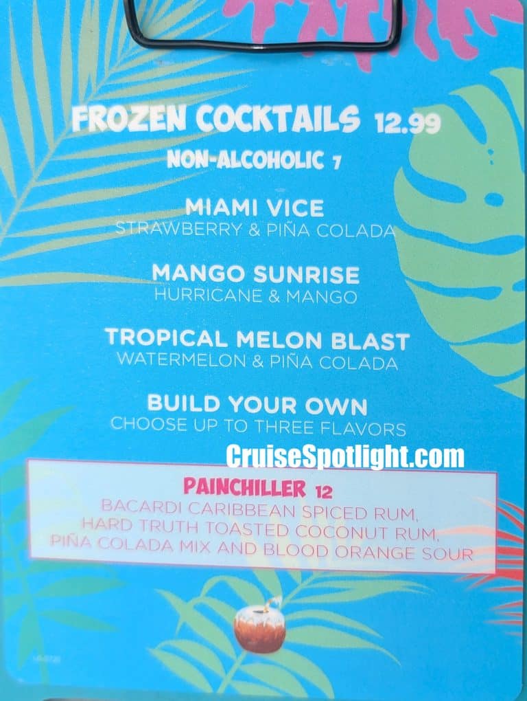 The Lime & Coconut: Frozen Menu page 1