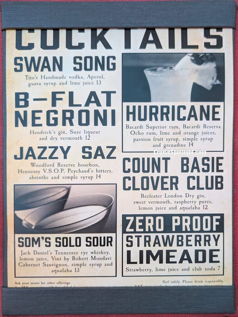 royal caribbean lous jazz and blues menu